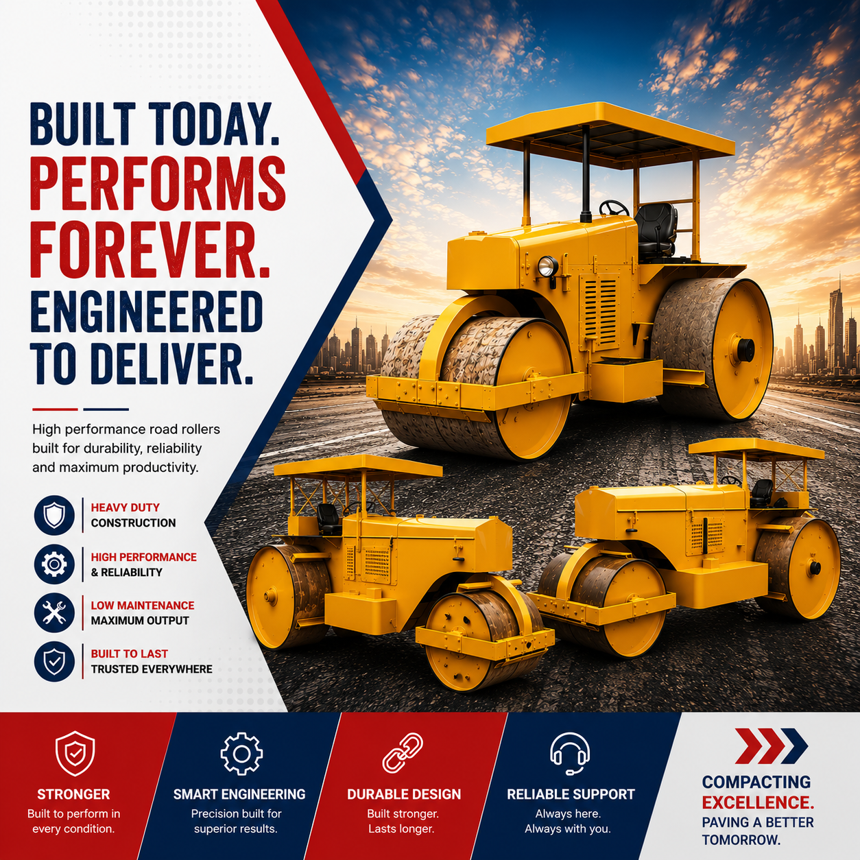 MKEW Enginerings road rollers - rolling strong, building tomorrow. High performance road rollers engineered for durability, reliability and maximum productivity. Heavy duty construction, low maintenance, built to last.